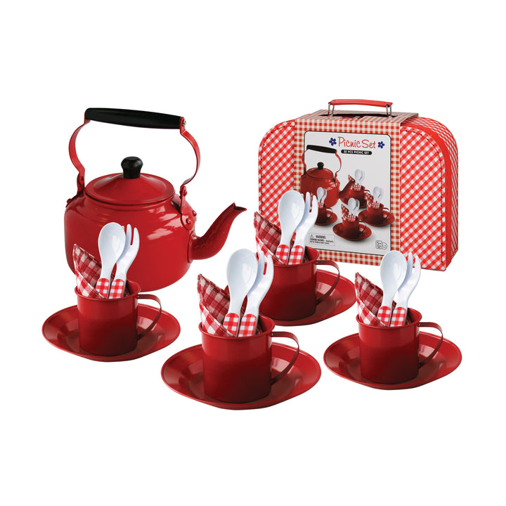 Tin Picnic Set with Kettle and Carry Case Mushab send-a-toy.myshopify.com Tea Sets