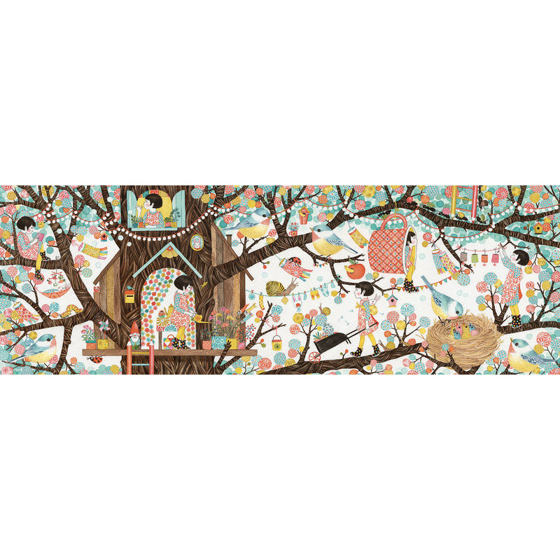 200 Piece illustrated children's puzzle featuring whimsical tree house design - Djeco Puzzle - Send A Toy