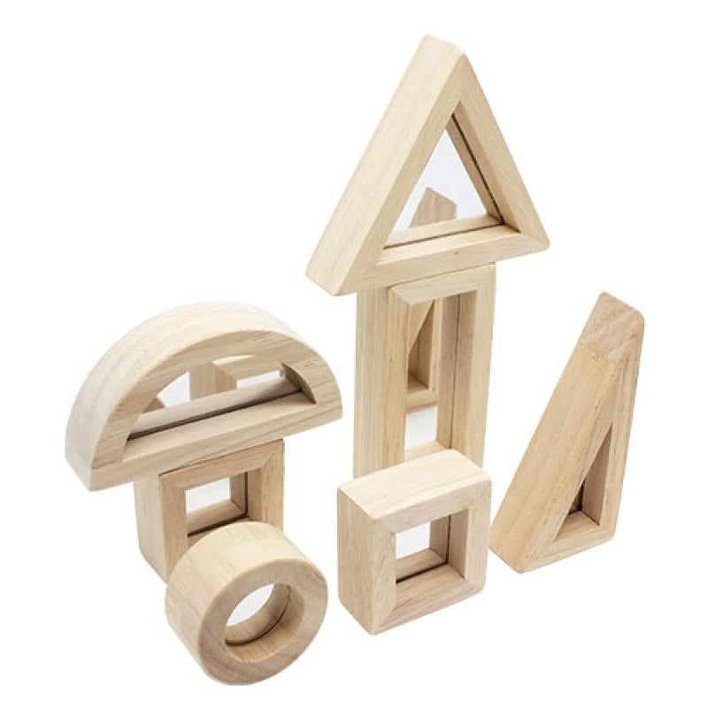 Natural Wood Mirror Blocks Set – Send A Toy