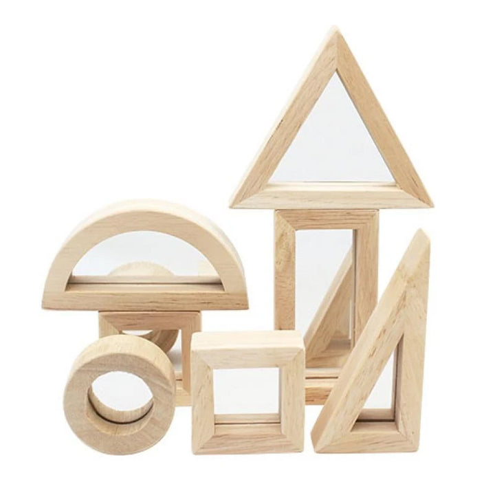Natural Wood Mirror Blocks Set Tickit send-a-toy.myshopify.com Wooden Blocks